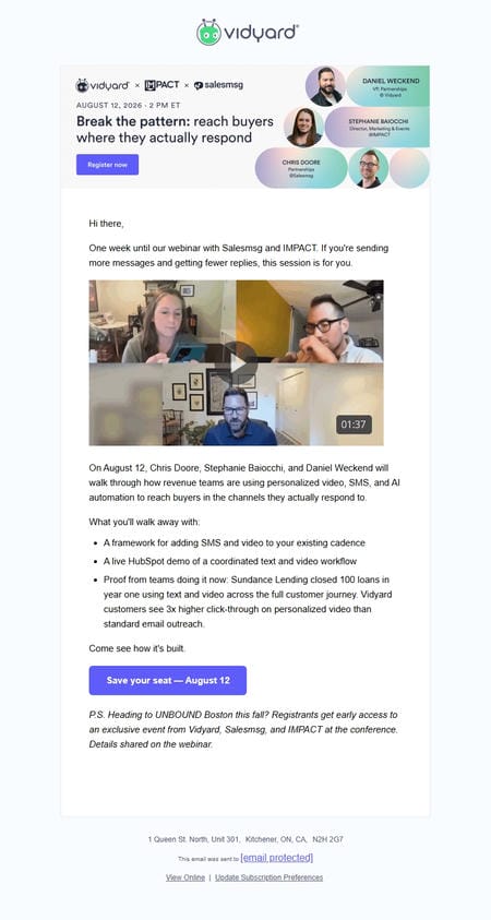 邮件模板创意 Team Vidyard 2