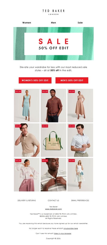 邮件模板创意 Ted Baker 163