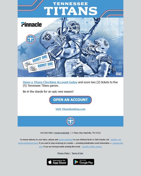 邮件模板创意 Tennessee Titans Offers 30