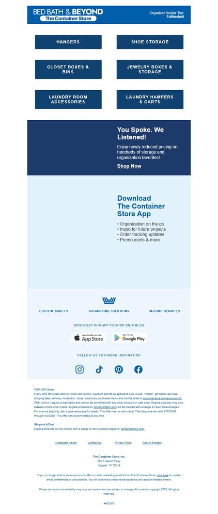 邮件模板创意 The Container Store Bed Bath Beyond 10