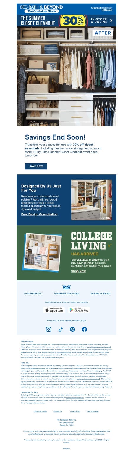 邮件模板创意 The Container Store Bed Bath Beyond 11