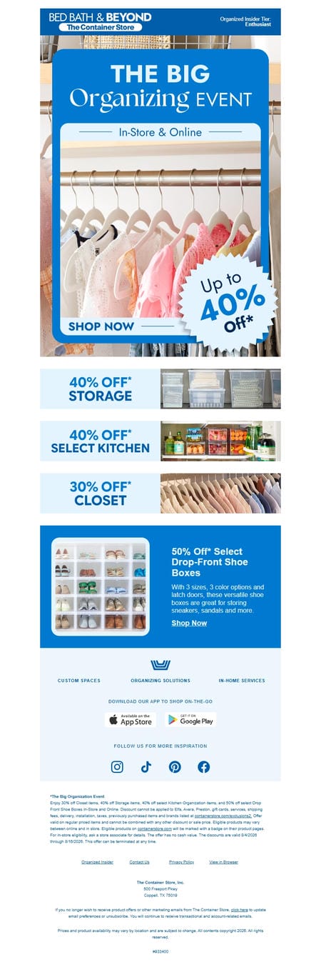 邮件模板创意 The Container Store Bed Bath Beyond 12