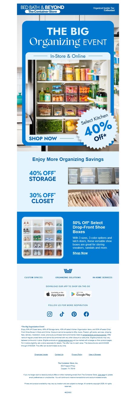 邮件模板创意 The Container Store Bed Bath Beyond 14