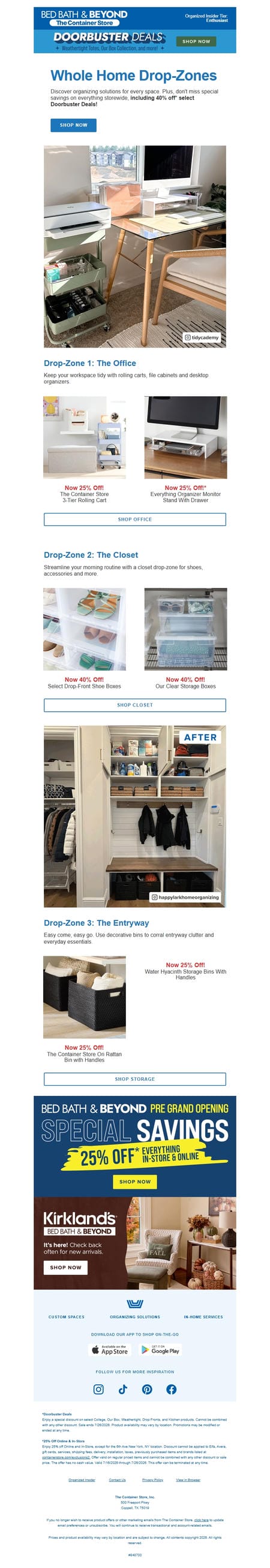 邮件模板创意 The Container Store Bed Bath Beyond 2