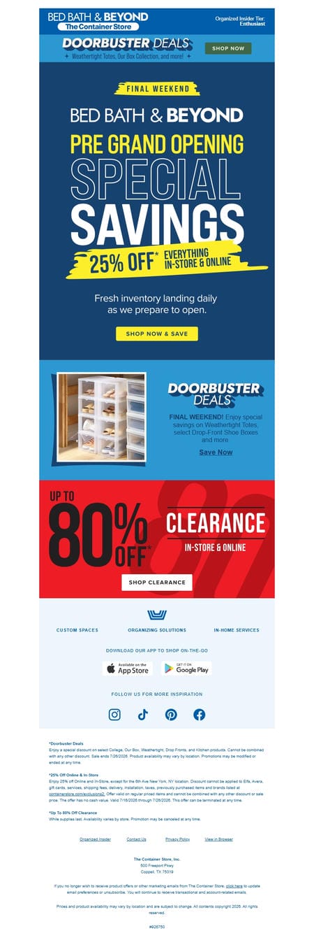 邮件模板创意 The Container Store Bed Bath Beyond 3