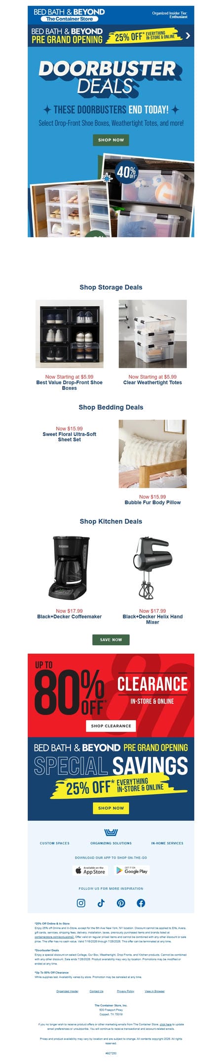 邮件模板创意 The Container Store Bed Bath Beyond 5