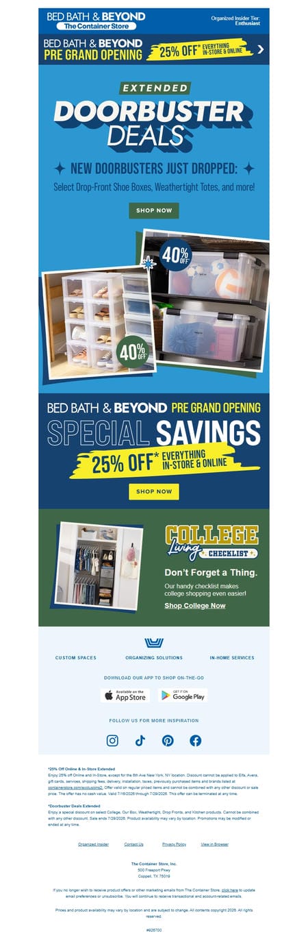 邮件模板创意 The Container Store Bed Bath Beyond 6