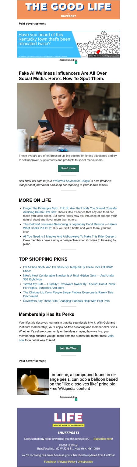 邮件模板创意 The Good Life By Huffpost 118