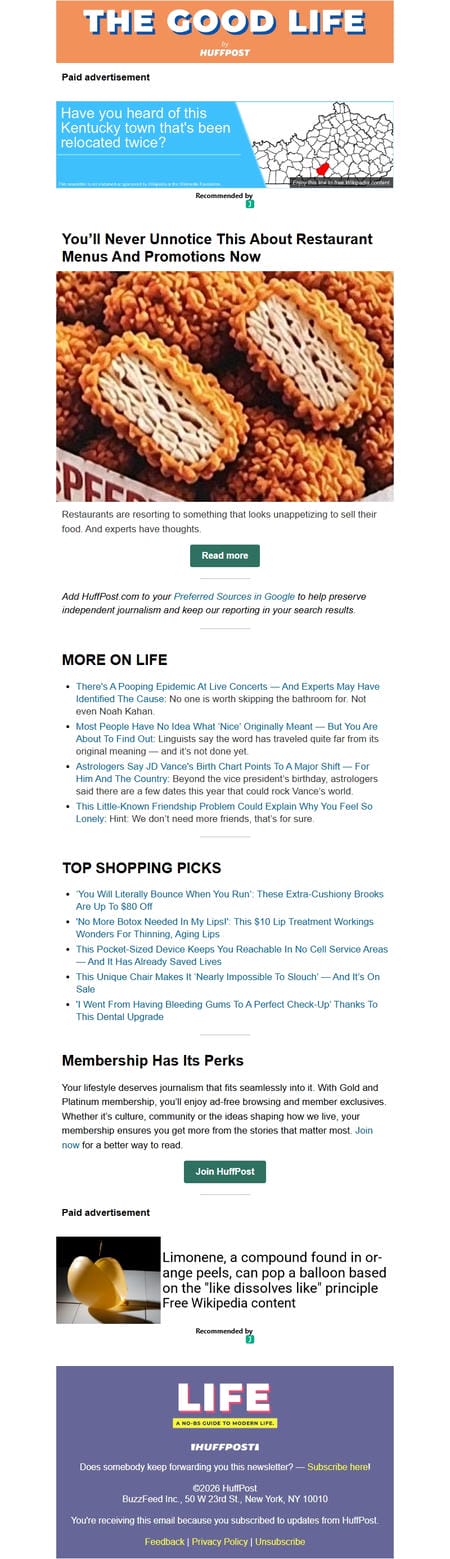 邮件模板创意 The Good Life By Huffpost 125