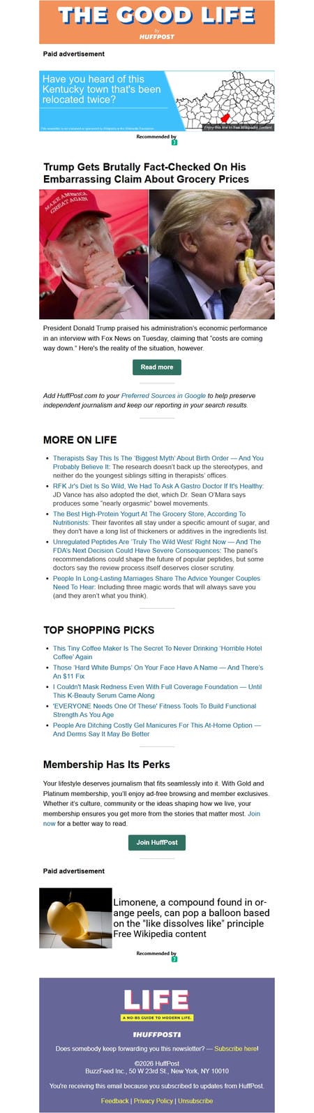 邮件模板创意 The Good Life By Huffpost 126