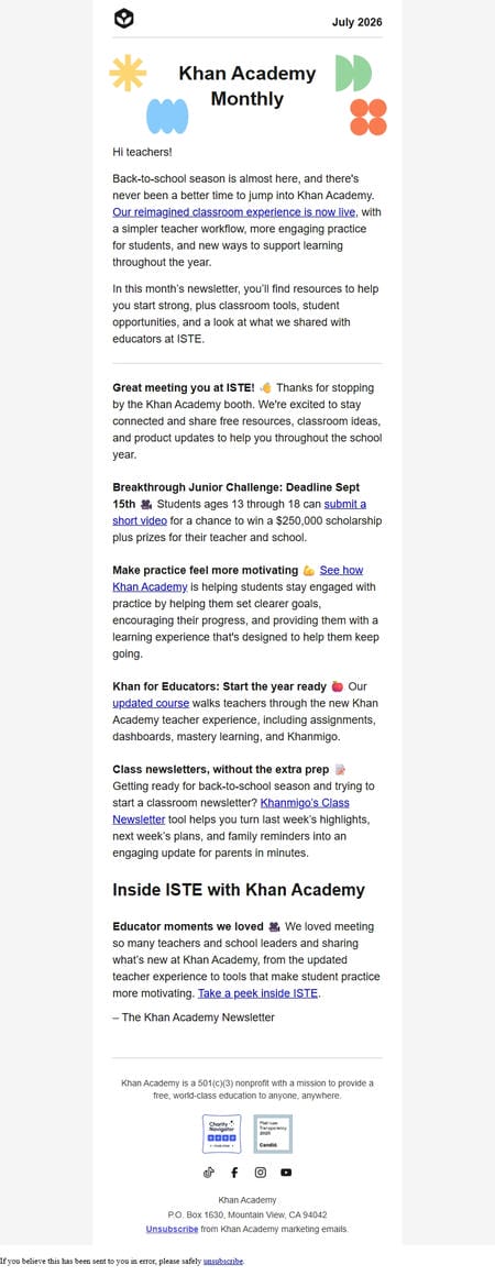 邮件模板创意 The Khan Academy Team 50