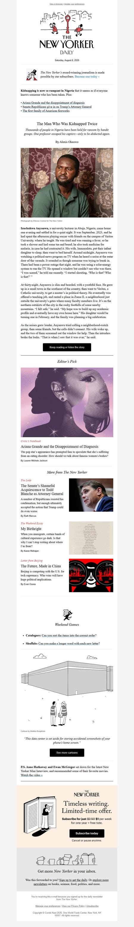 邮件模板创意 The New Yorker Daily 400