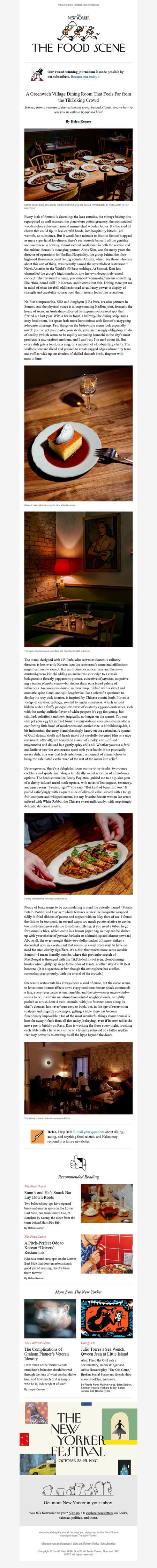 邮件模板创意 The New Yorker Food 52