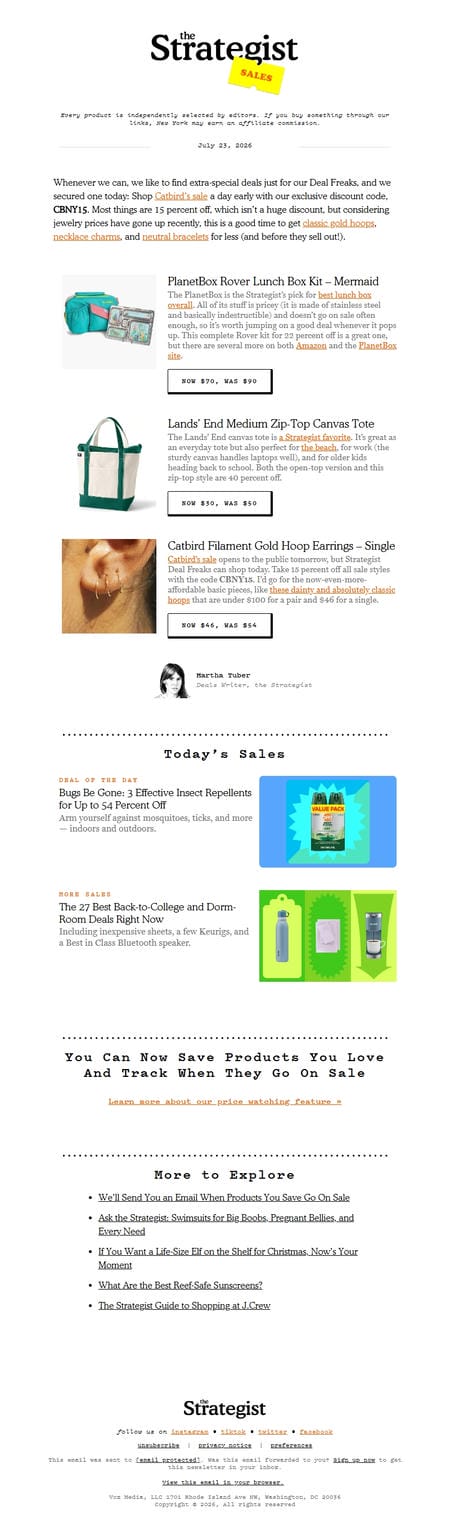 邮件模板创意 The Strategist Deal Freaks Daily 74