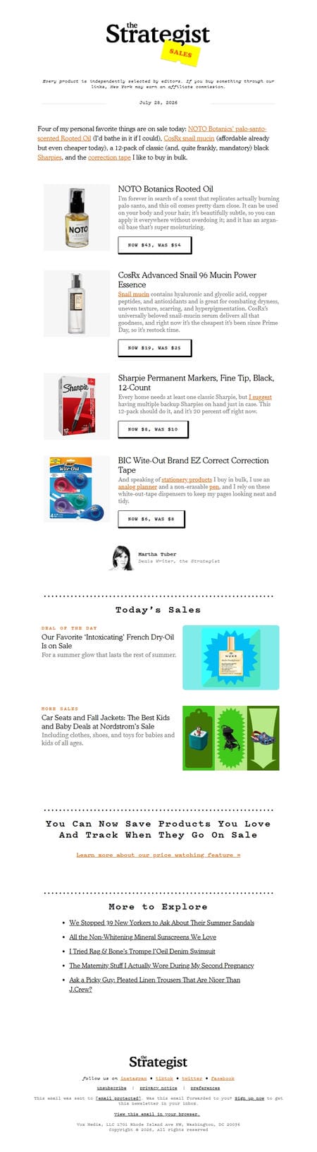 邮件模板创意 The Strategist Deal Freaks Daily 77