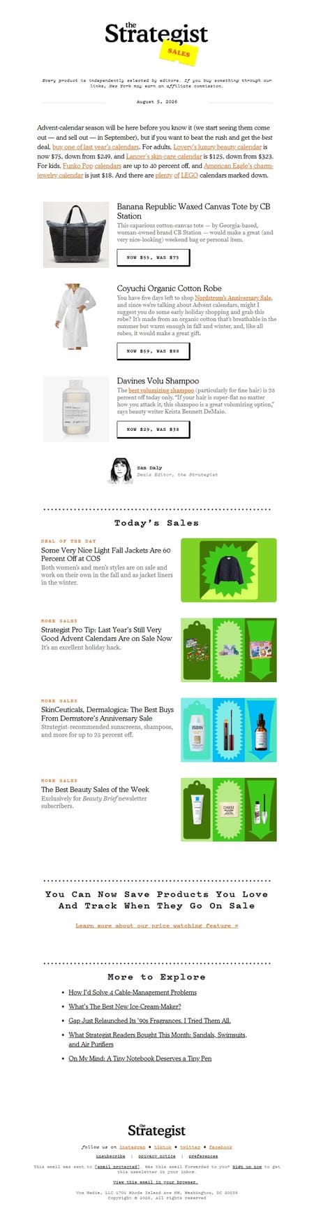 邮件模板创意 The Strategist Deal Freaks Daily 83