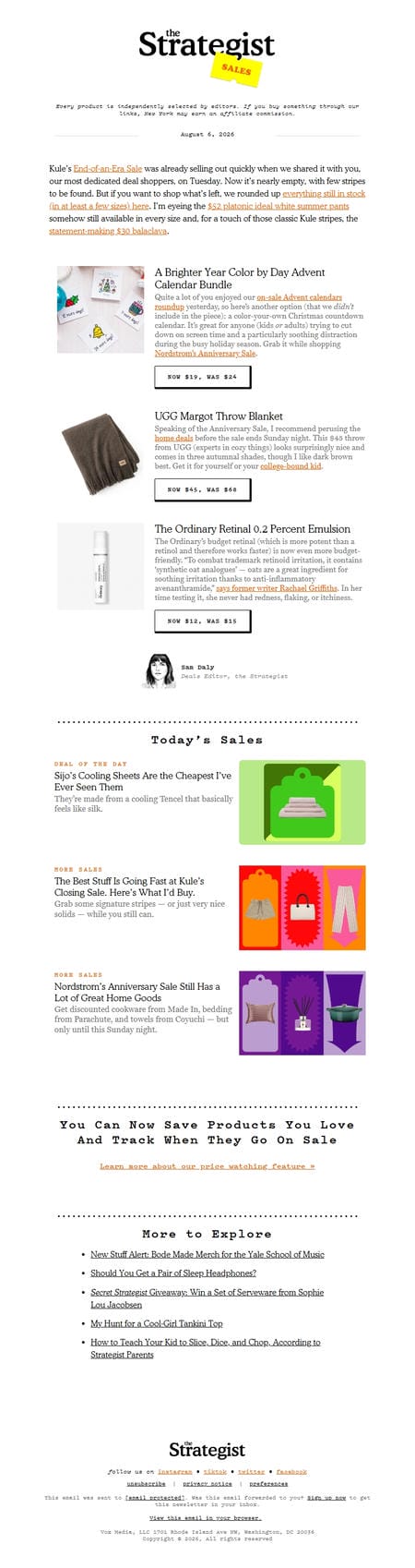 邮件模板创意 The Strategist Deal Freaks Daily 84