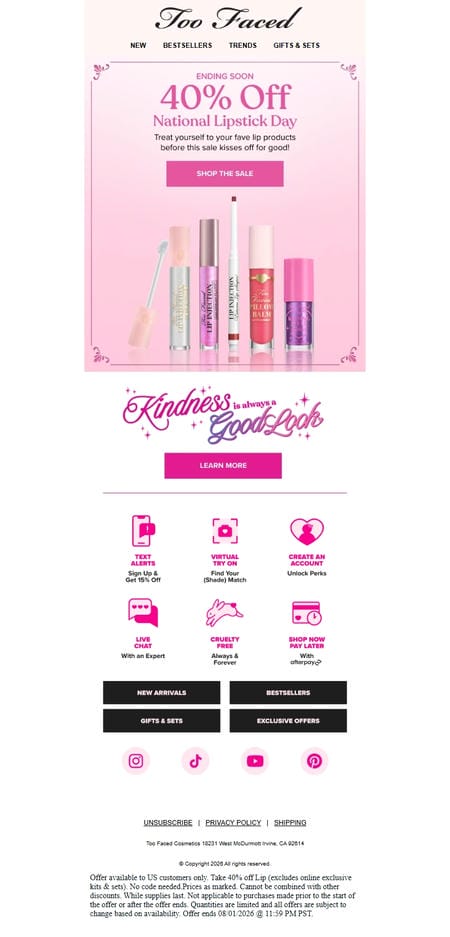 邮件模板创意 Too Faced Cosmetics 98