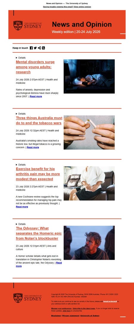 邮件模板创意 University Of Sydney Media Office 613