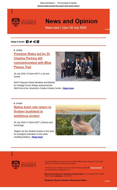 邮件模板创意 University Of Sydney Media Office 614