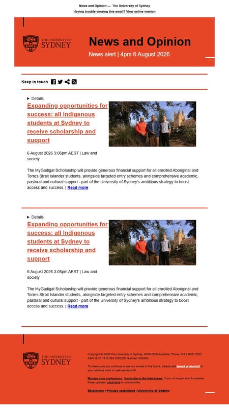 邮件模板创意 University Of Sydney Media Office 624