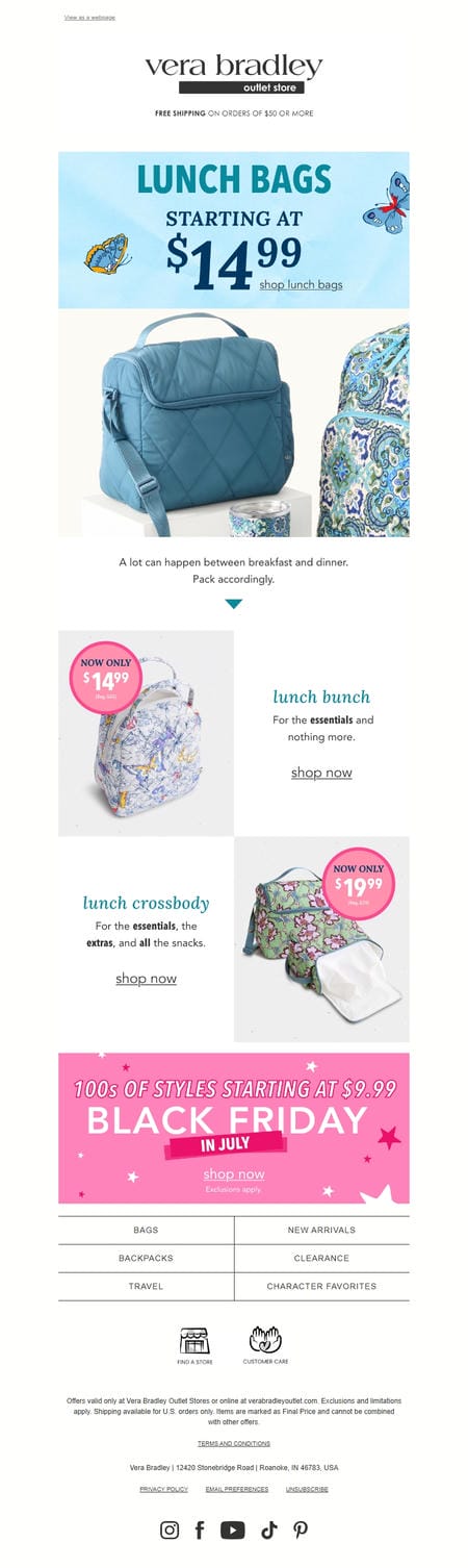 邮件模板创意 Vera Bradley Outlet Store 50