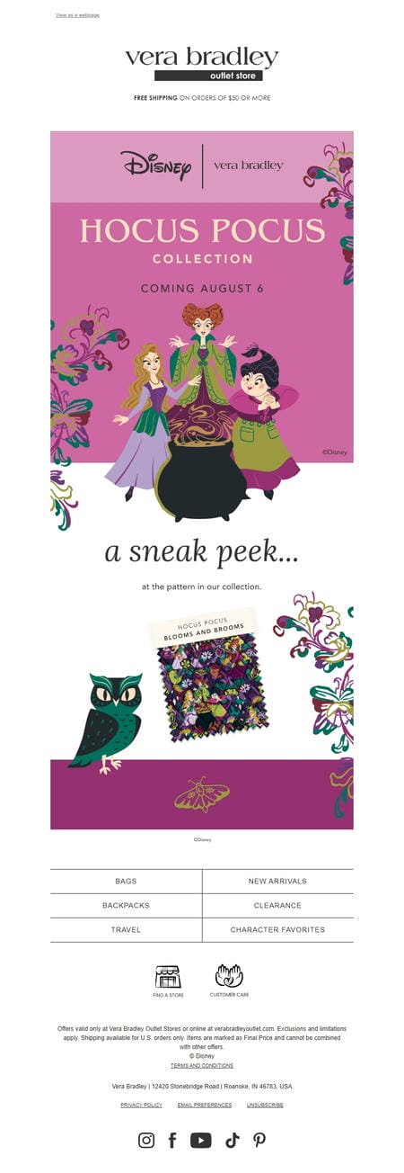 邮件模板创意 Vera Bradley Outlet Store Collaborations 5