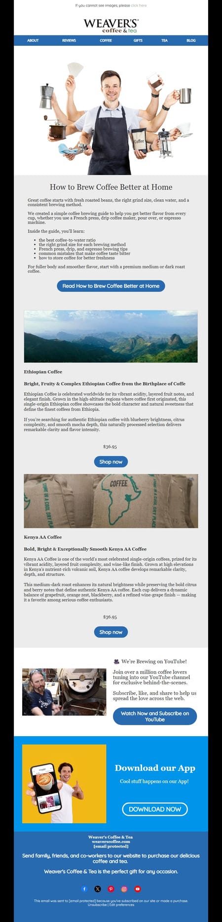 邮件模板创意 Weavers Coffee Tea 86