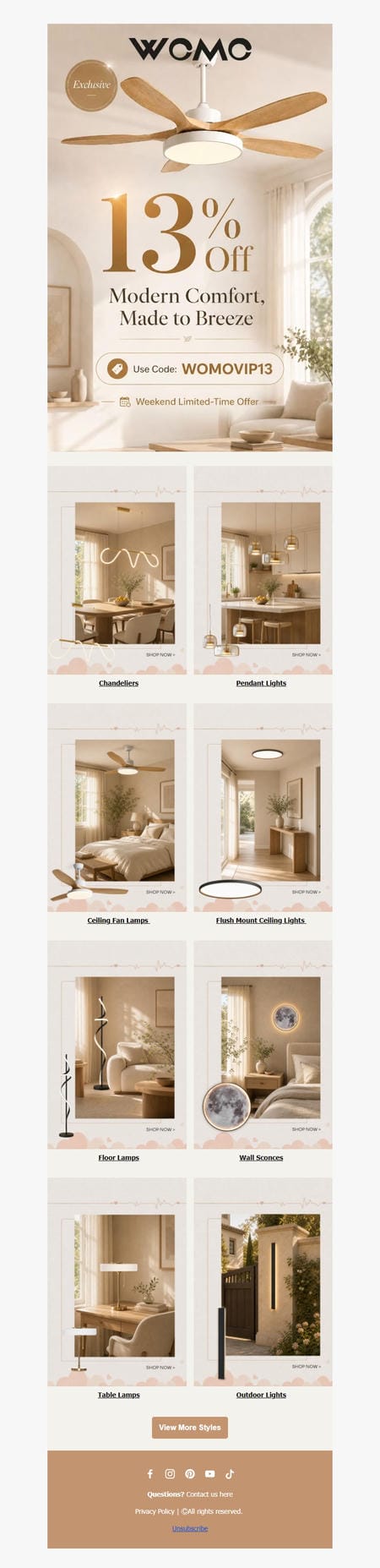 邮件模板创意 Womo Lighting Fixtures Online Store 15