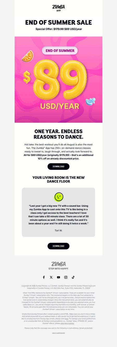 邮件模板创意 Zumba App 7