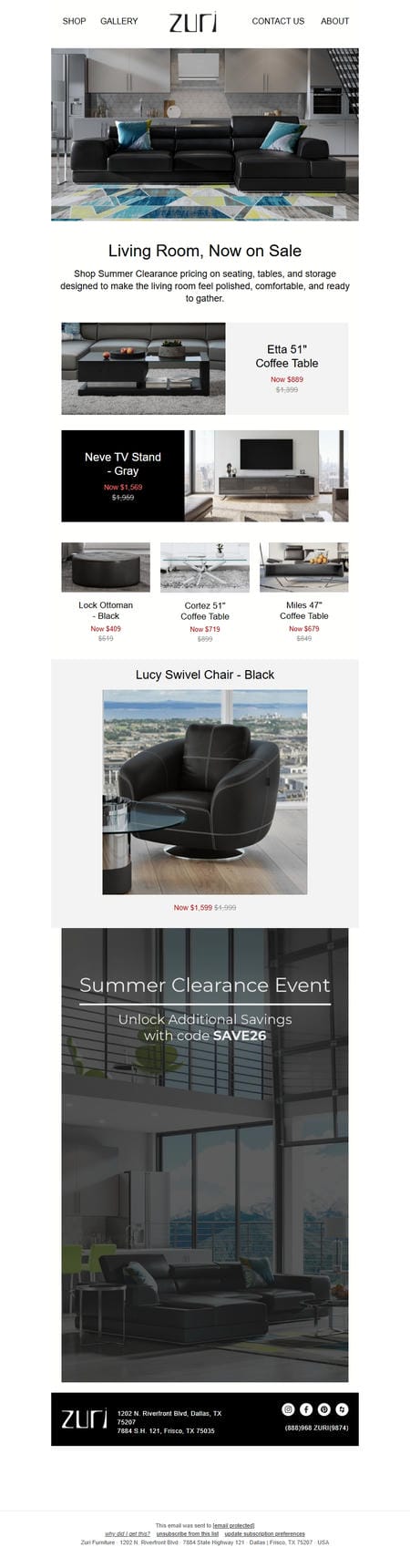 邮件模板创意 Zuri Furniture 161