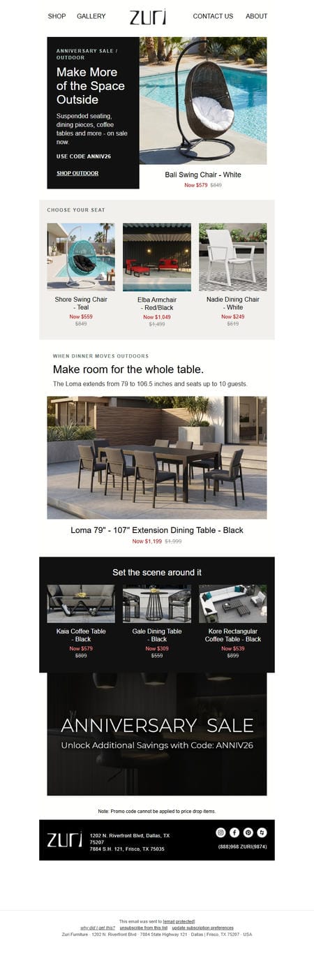 邮件模板创意 Zuri Furniture 163