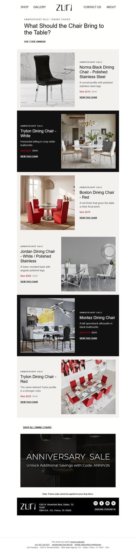 邮件模板创意 Zuri Furniture 164