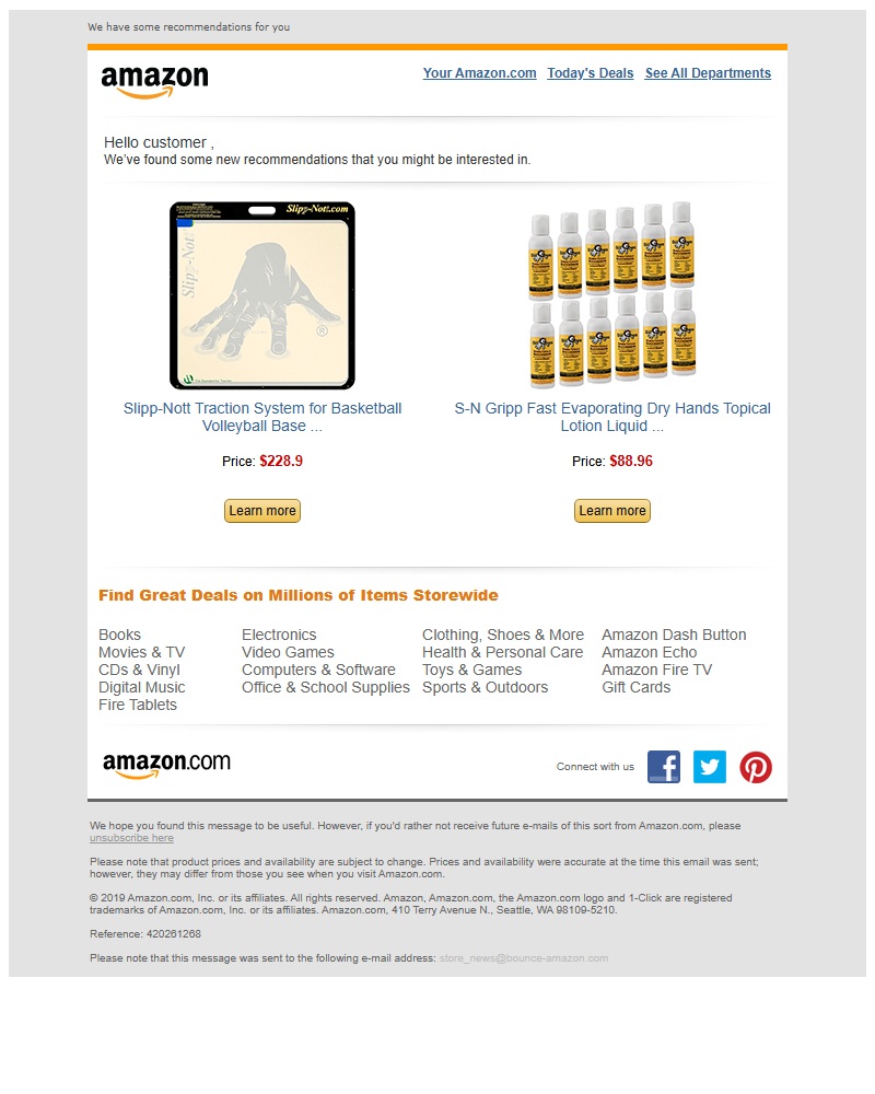 Amazon 商品推荐邮件（变体）