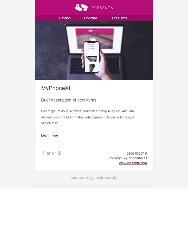 产品目录促销邮件（MyPhone XI·占位）