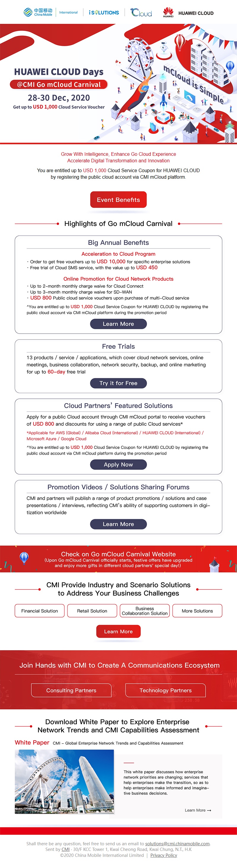 CMI mCloud 华为云代金券（英文）