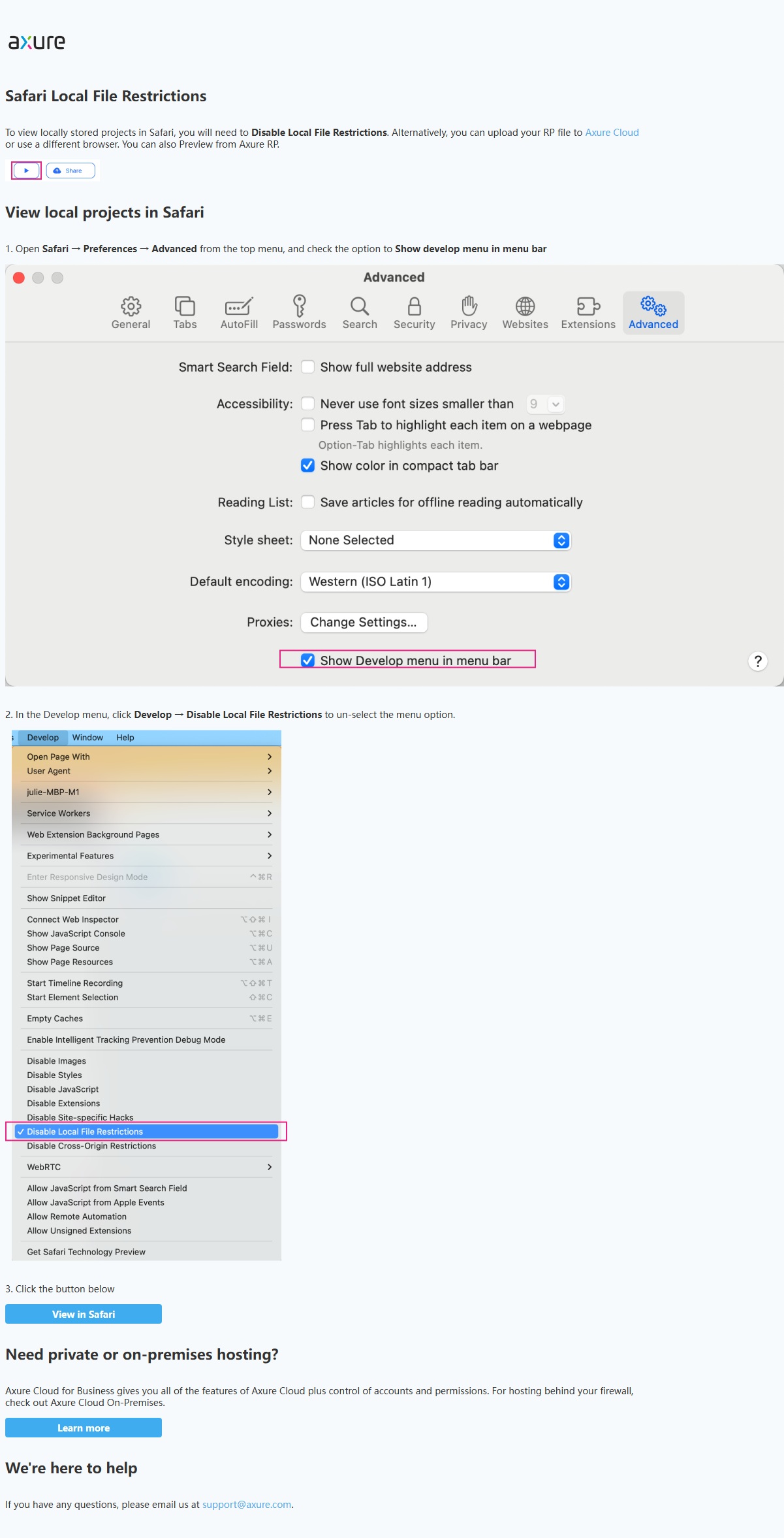 Axure RP Safari 本地文件访问设置指南