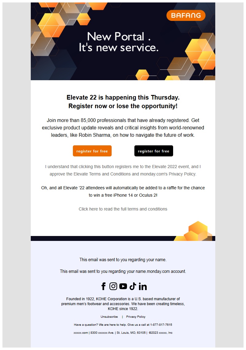 Elevate 22 大会注册倒计时邀请